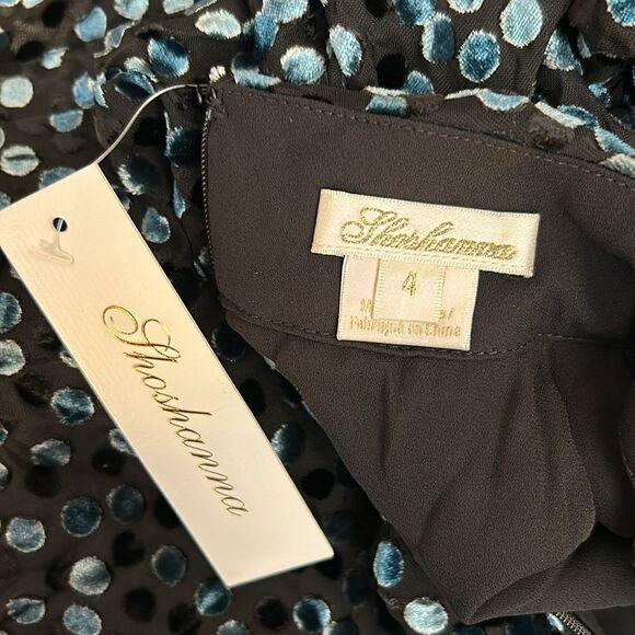 NWT Shoshanna Cassia Dot Velvet Burnout Long Sleeve Mini Dress in Jet/Olive Sz 4 - Picture 15 of 16